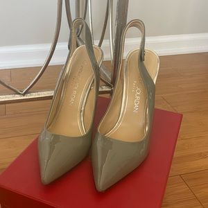 Charles Jourdan Gray Patent Leather Slingback Heels